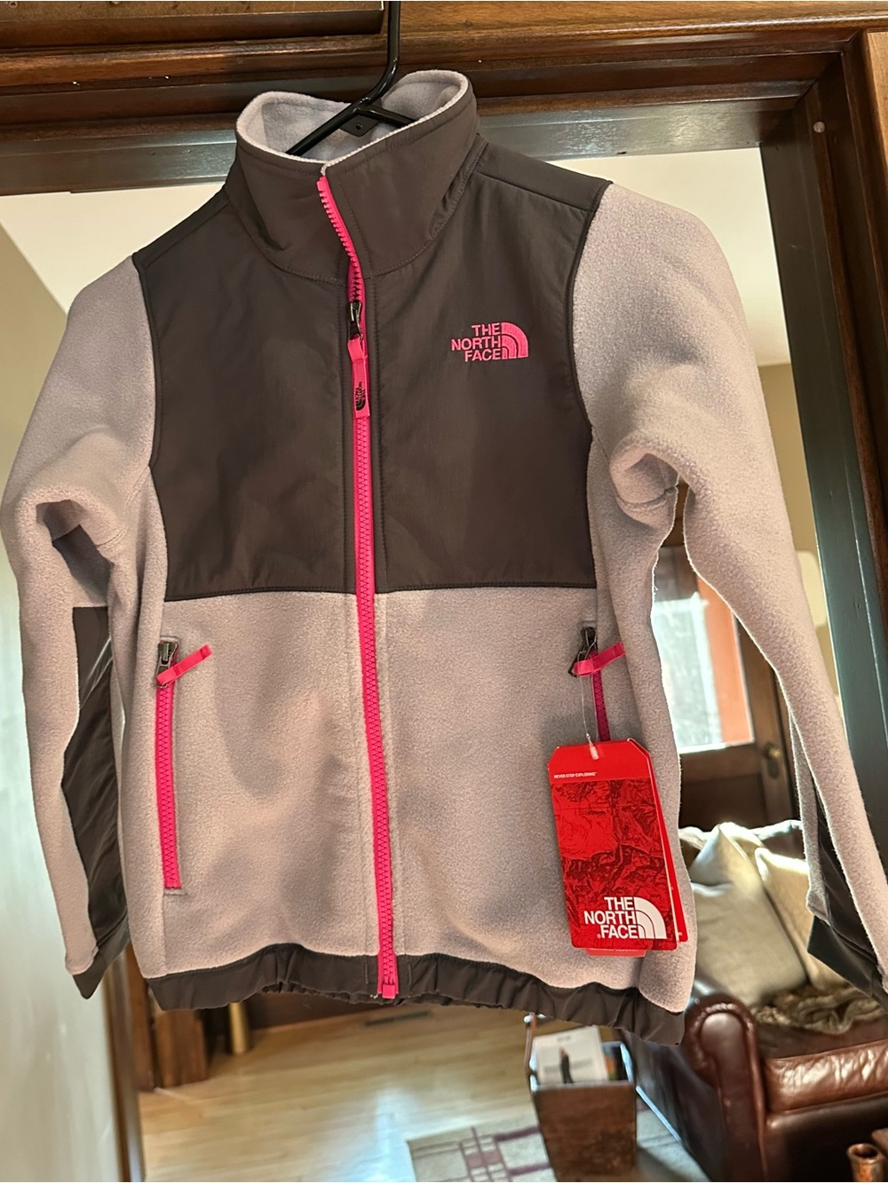 The North Face Youth Girls Jacket Gray with Pink Trim